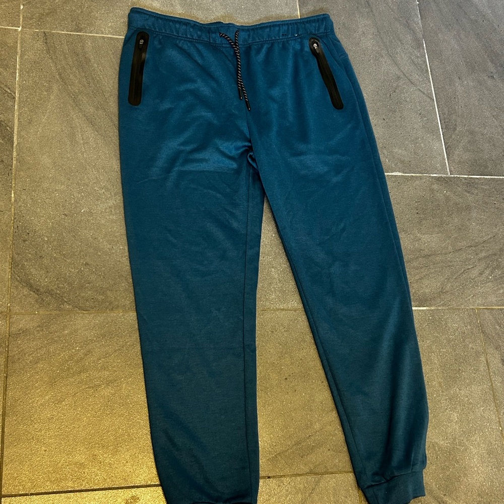 Blue Athletic Joggers with Elastic Cuffs and Tapered Fit